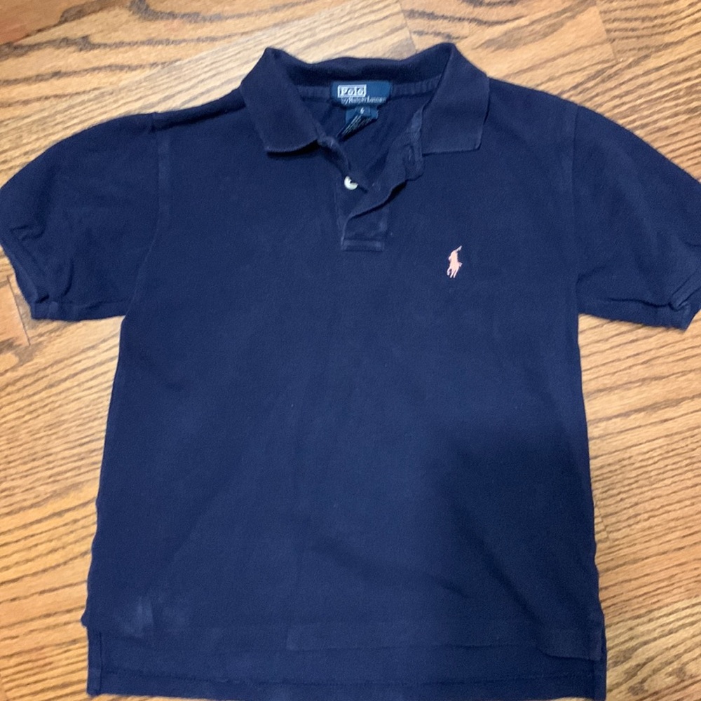 Polo Ralph Lauren navy blue pink horse logo shirt size 6